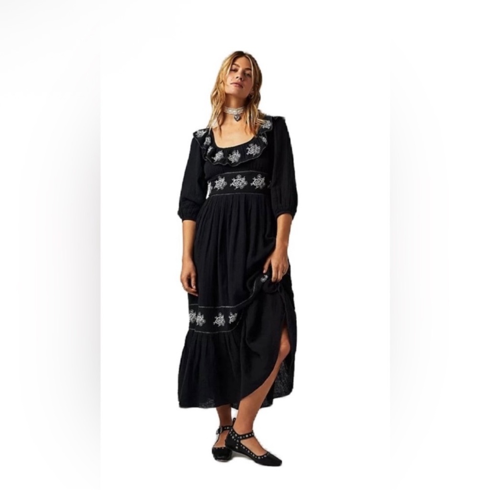 ree People Lovers Lane Maxi Dress in Black size Small